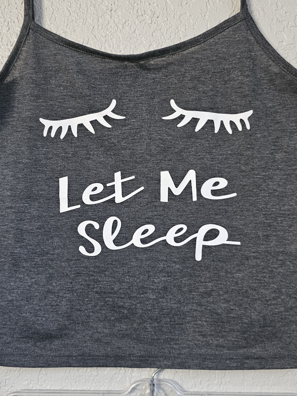 SHEIN Charcoal Gray 'Let Me Sleep' Pajama Set with White Accents Size M - Picture 2 of 4